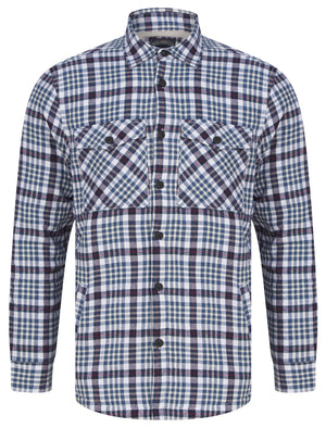 Sawatch Borg Lined Cotton Flannel Checked Overshirt Jacket in Blue / Navy  - triatloandratx