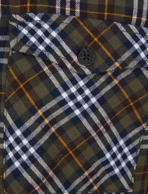 Sawatch Borg Lined Cotton Flannel Checked Overshirt Jacket in Navy / Khaki  - triatloandratx