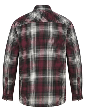 Crestone Borg Lined Cotton Flannel Checked Overshirt Jacket in Red Mahogany - triatloandratx