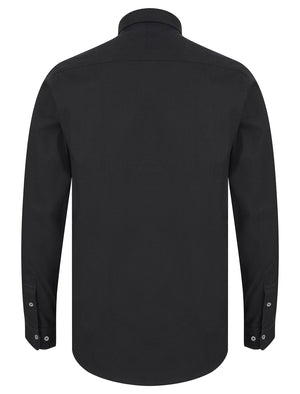 Ashbourne 2 Cotton Twill Long Sleeve Shirt in Jet Black - Kensington Eastside