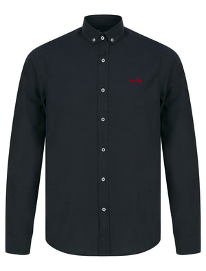 Augustus Oxford Cotton Twill Long Sleeve Shirt in Navy - triatloandratx