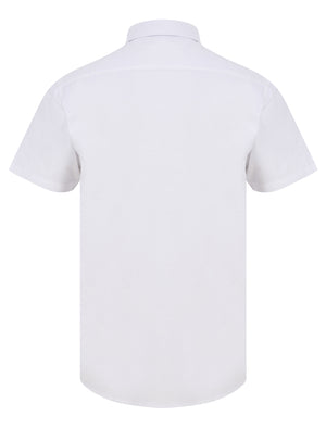 Tiberius Short Sleeve Oxford Cotton Shirt in White  - triatloandratx