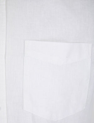 Bertrand Classic Collar Short Sleeve Cotton Linen Shirt in Bright White - triatloandratx