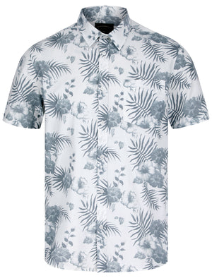 Yamuna Tropical Print Short Sleeve Shirt in Bright White Hibiscus - triatloandratx