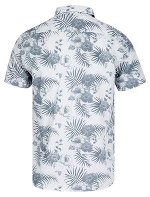 Yamuna Tropical Print Short Sleeve Shirt in Bright White Hibiscus - triatloandratx