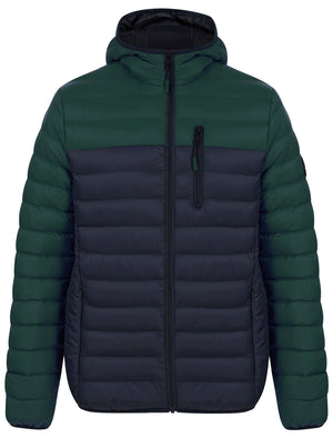 Virgo Colour Block Quilted Puffer Jacket with Hood in Green Gables - triatloandratx
