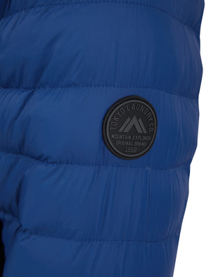 Virgo Colour Block Quilted Puffer Jacket with Hood in Sodalite Blue - triatloandratx