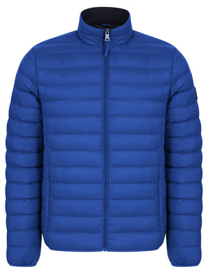 Ikar Funnel Neck Quilted Puffer Jacket with Fleece Lined Collar in Sodalite Blue - triatloandratx