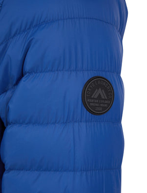 Ikar Funnel Neck Quilted Puffer Jacket with Fleece Lined Collar in Sodalite Blue - triatloandratx