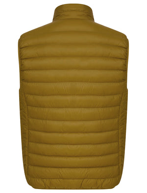 Cannes Quilted Puffer Gilet with Fleece Lined Collar in Golden Brown - triatloandratx