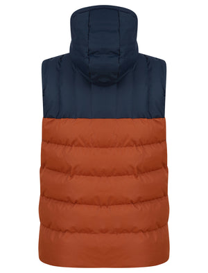 Tarlo Micro-Fleece Lined Hooded Quilted Puffer Gilet in Burnt Orange - triatloandratx