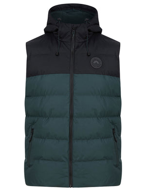 Tarlo Micro-Fleece Lined Hooded Quilted Puffer Gilet in Green Gables - triatloandratx