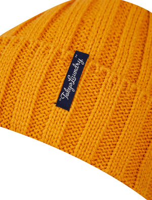 Men's Arnkell Chunky Ribbed Knit Beanie Hat in Golden Glow - triatloandratx