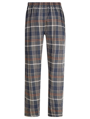 Leslie Checked Brush Flannel Cotton Lounge Pants in Green / Navy  - triatloandratx