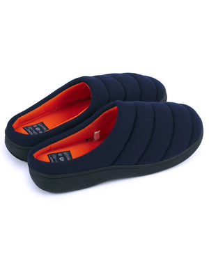 Hebers Padded Mule Slippers with Hard Rubber Sole in Navy - triatloandratx