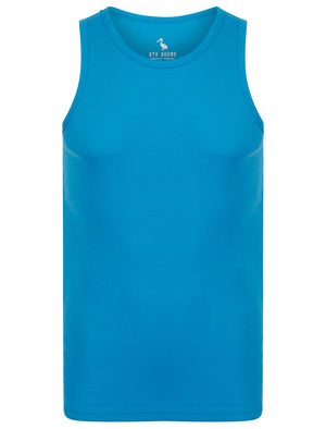 Calvin Cotton Ribbed Plain Vest Top in Blithe Blue - South Shore