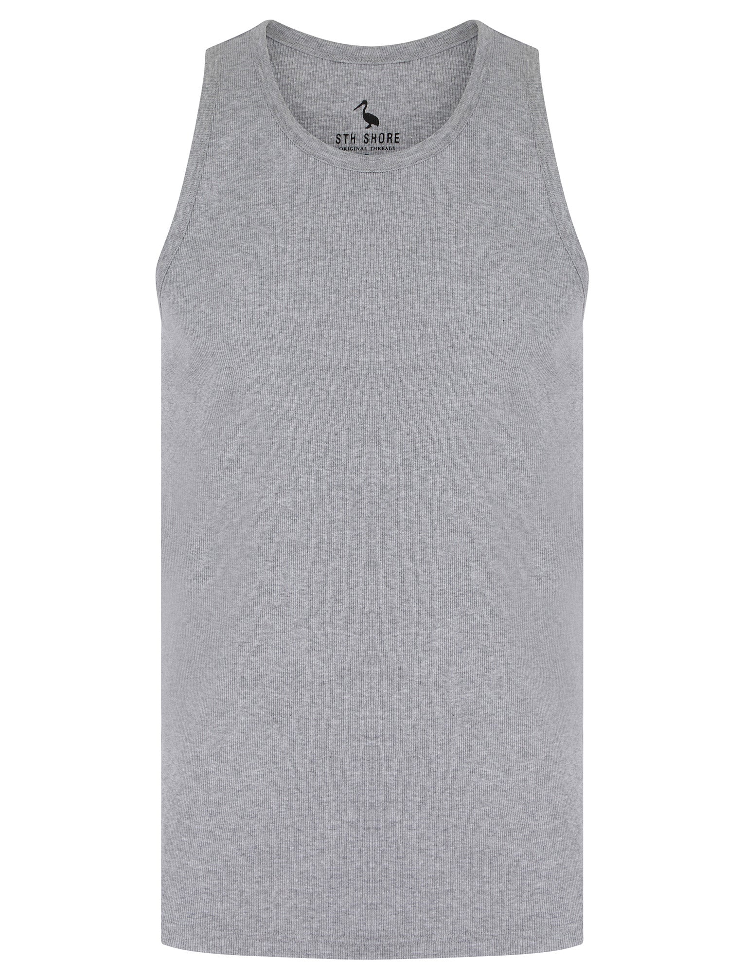 vests calvin cotton ribbed plain vest top in light grey marl - south shore / l - tokyo laundry