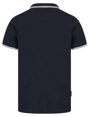 Underwood Cotton Pique Polo Shirt in Sky Captain Navy - Kensington Eastside