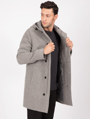 grey wool coat with hood