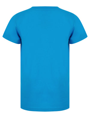 Boys Panther Motif Cotton T-Shirt in Blithe Blue - triatloandratx Kids