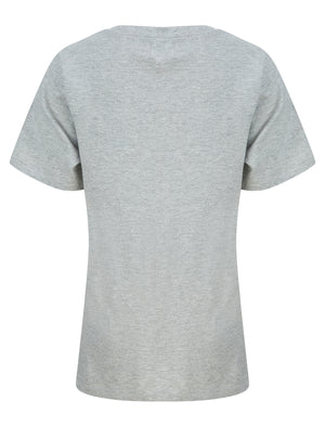 Angel Wings Motif Cotton Jersey T-Shirt in Light Grey Marl - triatloandratx
