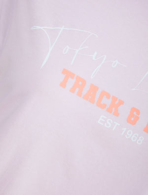 Track Motif Cotton Jersey T-Shirt in Lavender Fog - triatloandratx