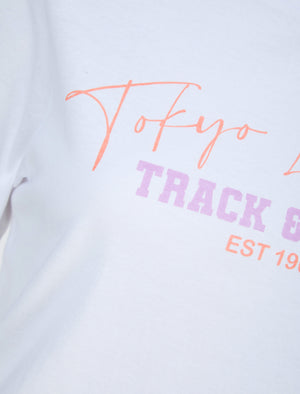 Track Motif Cotton Jersey T-Shirt in Optic White - triatloandratx
