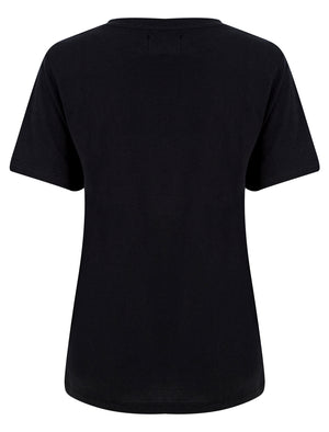 Varsity Motif Cotton Jersey T-Shirt in Jet Black - triatloandratx