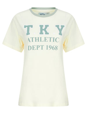 Daisy Motif Cotton Jersey Ringer T-Shirt in Eggnog - triatloandratx