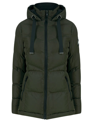 Royal Quilted Hooded Puffer Coat in Khaki - triatloandratx