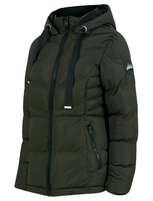 Royal Quilted Hooded Puffer Coat in Khaki - triatloandratx