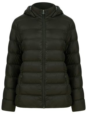 Markle Quilted Hooded Puffer Jacket in Khaki - triatloandratx