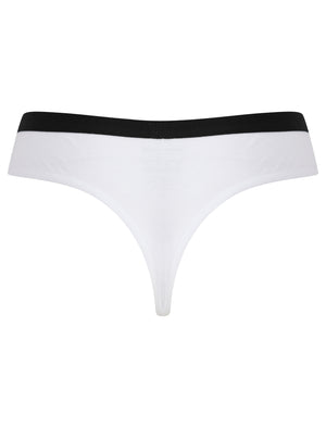 Tilly (5 Pack) Cotton Assorted Thongs in Jet Black / Bright White / Light Grey Marl - triatloandratx