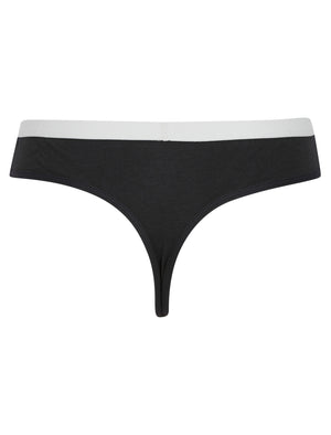 Tilly (5 Pack) Cotton Assorted Thongs in Jet Black / Bright White / Light Grey Marl - triatloandratx