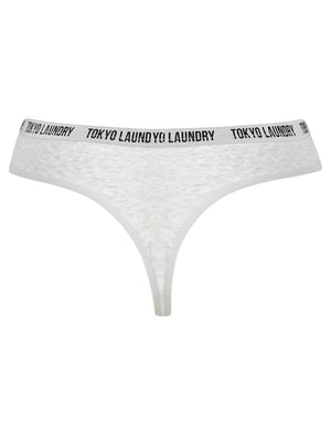 Ivy (5 Pack) Cotton Assorted Thongs in Light Grey Marl / Winsome Orchid / Bright White / Blue Ribbon / Jet Black - triatloandratx