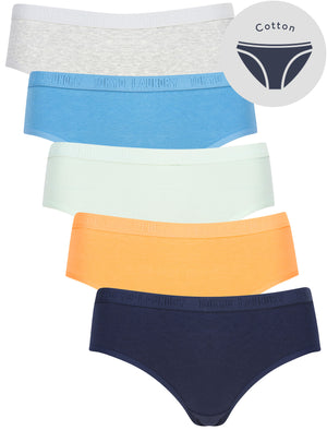 Noa 3 (5 Pack) Cotton Assorted Briefs in Black Iris / Muskmelon / Celadon / Niagara / Light Grey Marl - triatloandratx