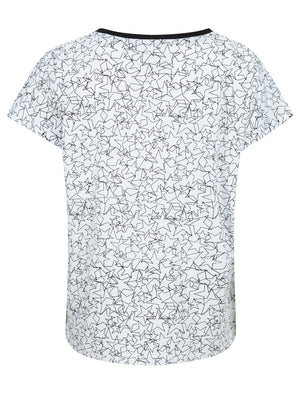 Star Cluster Print 2PC Cotton Lounge Pyjama Set in Bright White - triatloandratx