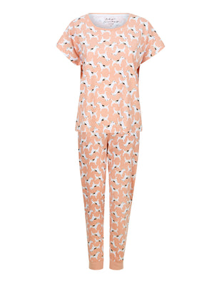 Dogs Print 2PC Cotton Lounge Pyjama Set in Misty Rose - triatloandratx
