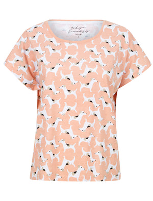 Dogs Print 2PC Cotton Lounge Pyjama Set in Misty Rose - triatloandratx