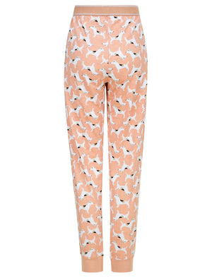 Dogs Print 2PC Cotton Lounge Pyjama Set in Misty Rose - triatloandratx