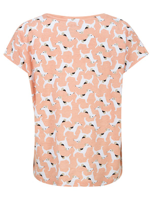 Dogs Print 2PC Cotton Lounge Pyjama Set in Misty Rose - triatloandratx