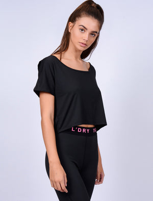 Ellie Crossover Back Cropped Sports Top in Black - triatloandratx Active