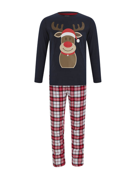 Buy Mens Christmas Pyjama Set Reindeer/Stag Check