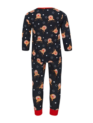 Boy's Rudolph Repeat Motif 2PC Lounge Pyjama Set in Navy - Merry Christmas Kids (4-12yrs)