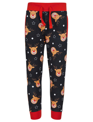 Boy's Rudolph Repeat Motif 2PC Lounge Pyjama Set in Navy - Merry Christmas Kids (4-12yrs)