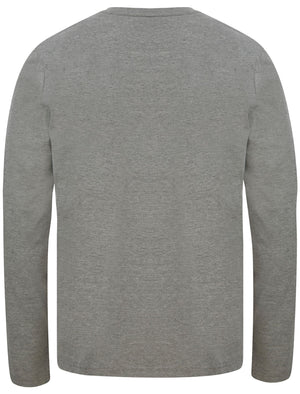 Keystone Motif Cotton Jersey Long Sleeve Top In Mid Grey Marl - Dissident