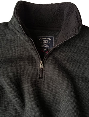 Malcolm Borg Lined Half Zip Bonded Pullover Fleece In Charcoal - Kensington Eastside