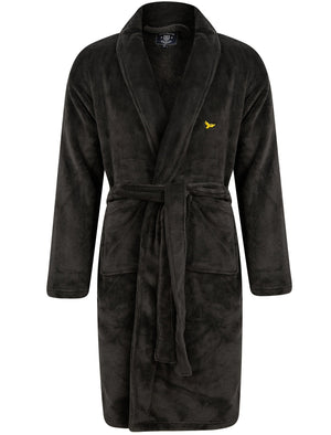 Bradley Soft Fleece Dressing Gown with Tie Belt in Dark Grey - Kensington Eastside