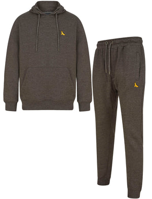 Hands Matching 2pc Hoody & Jogger Brushback Fleece Co-rd Set in Charcoal Marl - Kensington Eastside