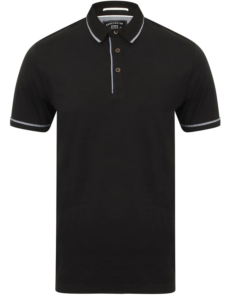 Low Cotton Jersey Polo Shirt with Trims in Black - Kensington Eastside ...